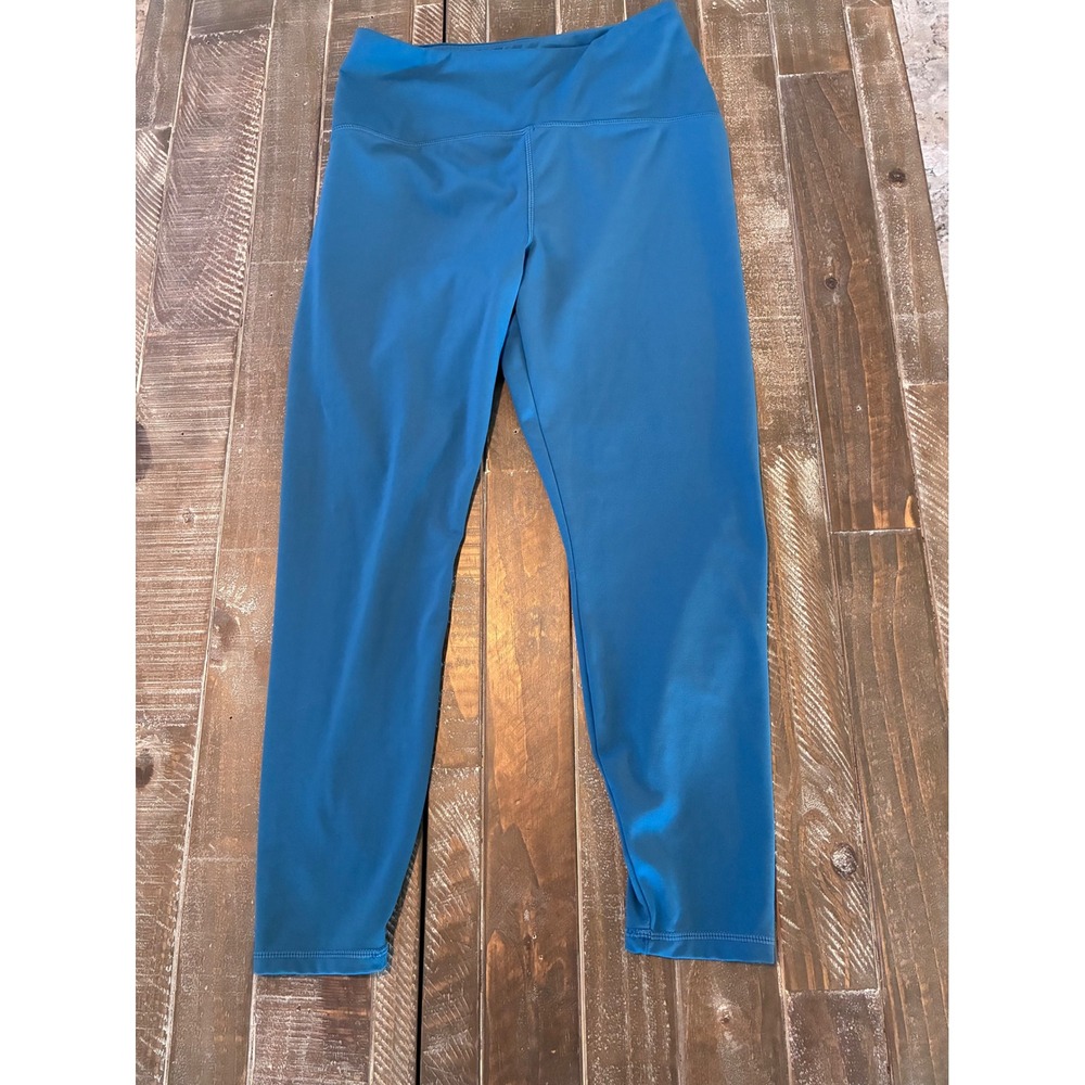 A New Day Womens Teal Blue High Waist Cropped Athletic Leggings Large